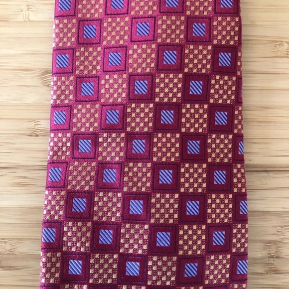 Henry Jacobson Silk Tie In Grapefruit Ruby Red! - Picture 5 of 6